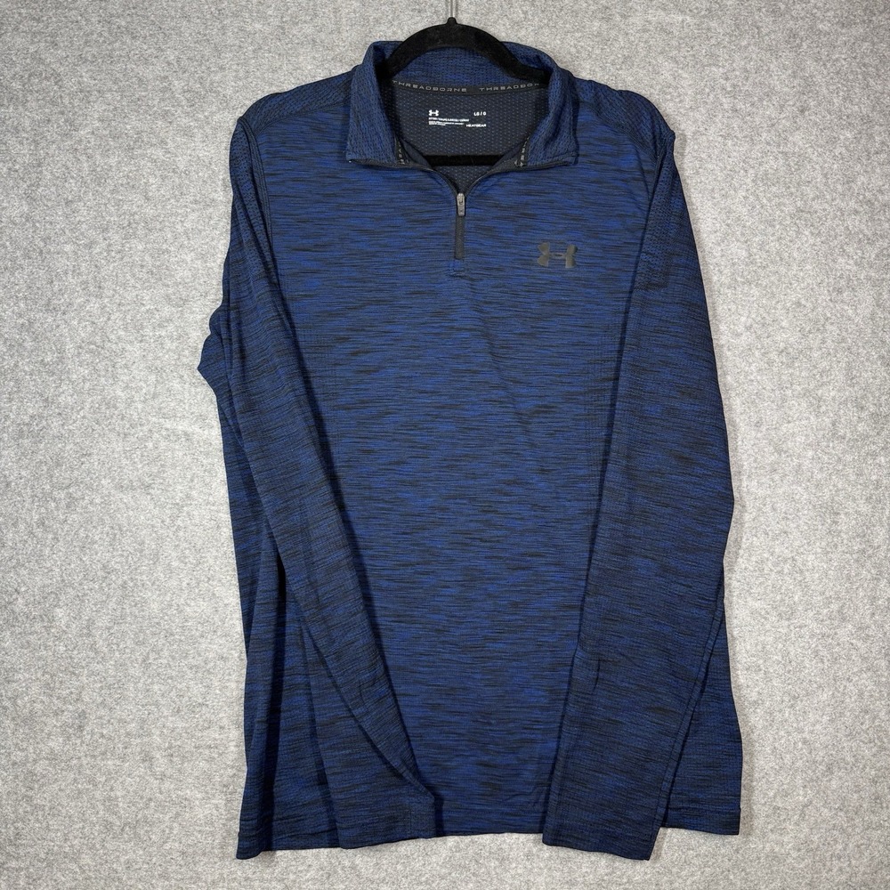 Under Armour Threadborne HeatGear Men's Large 1/4 Zip Blue Fitted Pullover